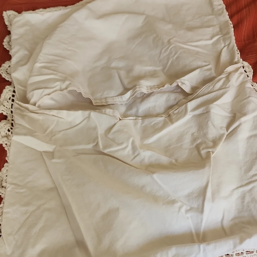 Crochet Lace Pillow Shams Cream